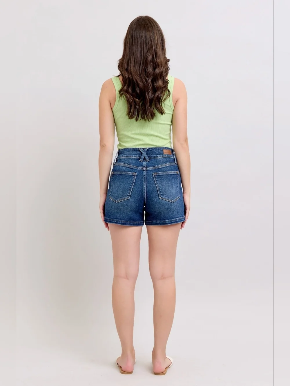 Judy Blue HR Dark Wash Double Button Waistband Denim Jean Shorts Stretch XL NEW
